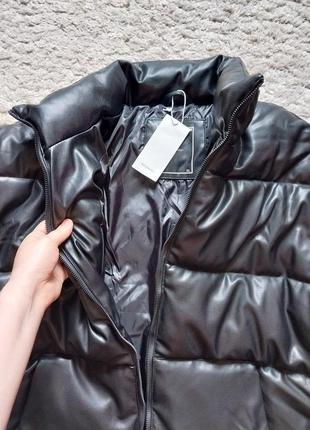Кожаный пуховик куртка