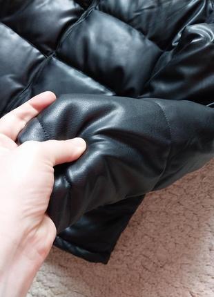 Кожаный пуховик куртка