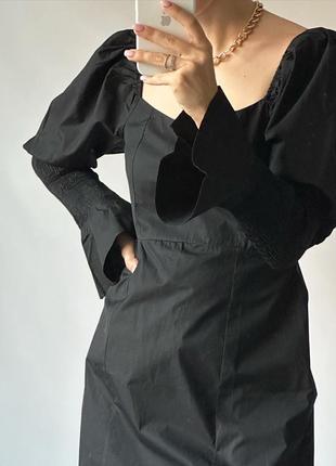 Платье короткое черное с рукавами6 фото