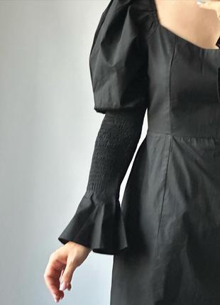 Платье короткое черное с рукавами4 фото