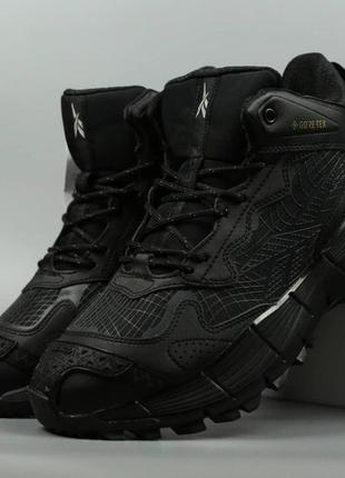 Reebok zig kinetica 2.5 edge black fur мужские зимние кроссовки черные теплые