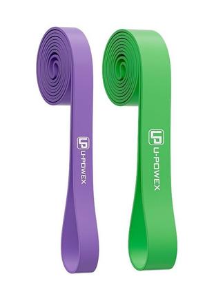 Резинові петлі для тренувань u-powex up_1072 power band набір 2шт. purple/green (16-57kg)