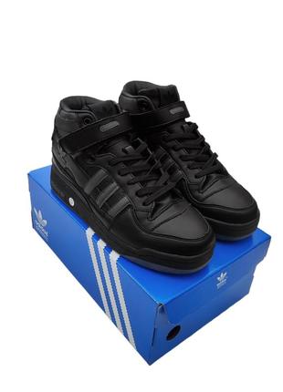 Зимние кроссовки adidas forum 84 high черные (мех)❄️