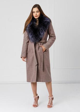 Пальто кашемир италия с мехом финской чернобурой лисы saga furs италия. новая коллекция.8 фото