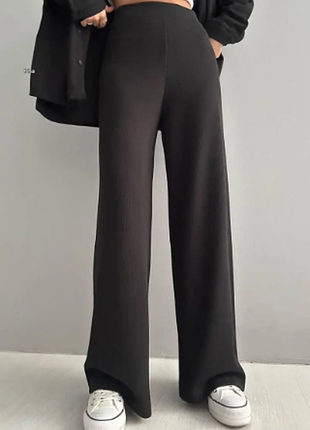 Брюки палаццо женские рубчик на флисе s-м; м-l; l-xl; хl-xxl sin1047-640sве