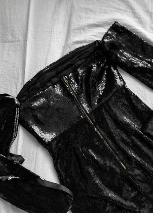 Неперевершена чорна сукня міні в паєтки від prettylittlething8 фото