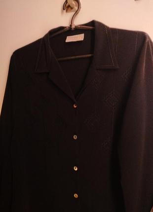 Черная винтажная оверсайз рубашка с вышивкой4 фото