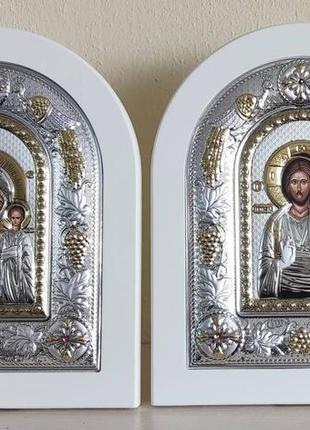 Венчальная пара спаситель и казанская princesilvero ma/e3106/wh-bxma/e3107/wh-bx 18х22 см