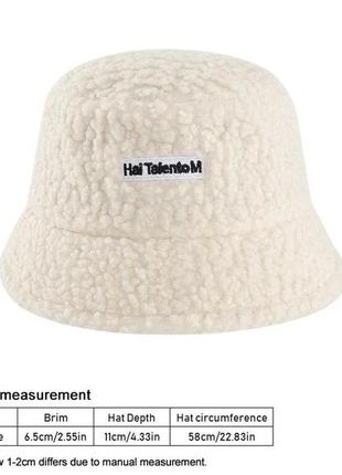 Теплая шляпа ведро для девочек и мальчиков из овечьей шерсти с надписью бежевая размер one size2 фото