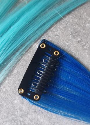Кольорова прядка для волосся синьо- блакитна2 фото