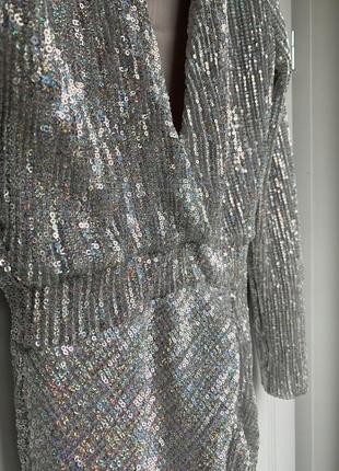 Распродажа платья lavish alice миди серебряное сияющее asos пайетки2 фото