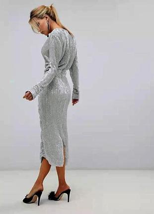Распродажа платья lavish alice миди серебряное сияющее asos пайетки7 фото
