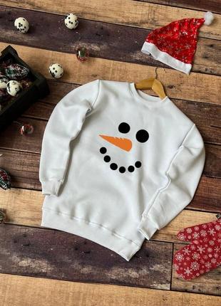 Свитшот мужской зимний с начесом snowman оранжевый кофта новогодняя зимняя утепленная на флисе толстовка4 фото