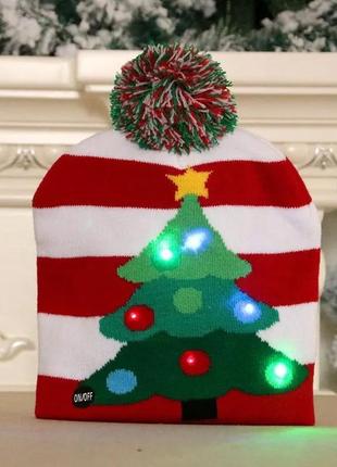 Шапка новорічна з led підсвіткою,для дітей та дорослих , новогодняя шапка с лед подсветкой, світлодіодна зимова