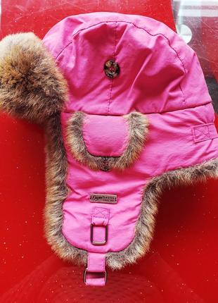 Barts  теплая зимняя шапка ушанка девочке розовая с мехом 53-54-567 фото