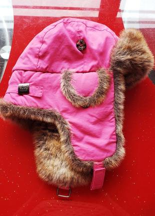 Barts  теплая зимняя шапка ушанка девочке розовая с мехом 53-54-563 фото