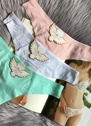 Стильные комфортные стринги хлопок комплект 3 пары