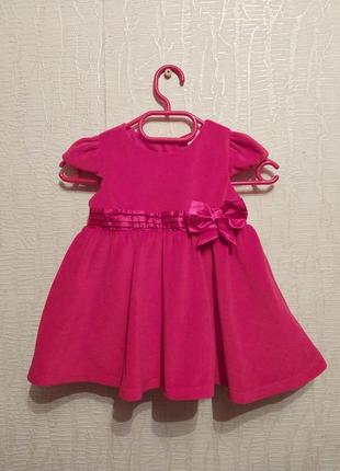 Нарядное красное бархатное велюровое пышное платье h&m для девочки на возраст 6-9 месяцев