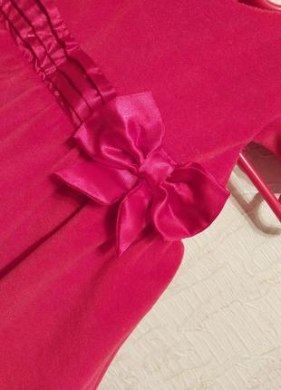 Нарядное красное бархатное велюровое пышное платье h&m для девочки на возраст 6-9 месяцев2 фото