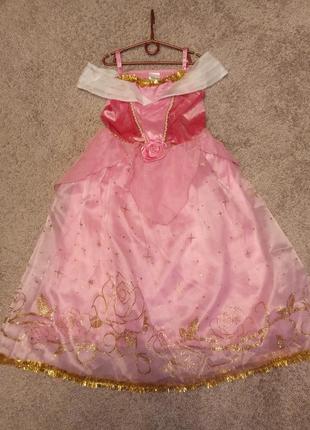 Розовое платье принцессы на рост 125-135см