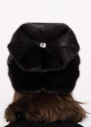 Модная женская норковая шапка кубанка4 фото