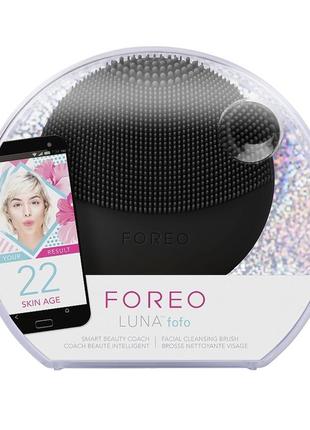 Щіточка для обличчя з аналізом шкіри foreo luna fofo facial brush with skin analysis, midnight