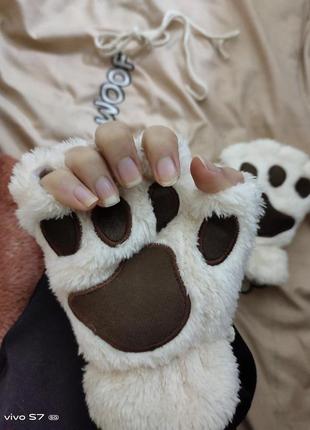 Перчатки без пальцев лапы кошки, митенки кошачьих лапок, рукавицы лапы3 фото