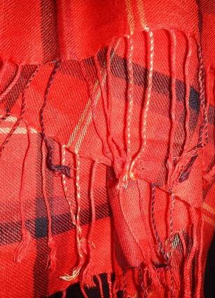Кашемировый шарф палантин в стильную клетку кашемир шелк6 фото
