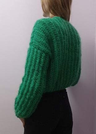 Свитер из мохера. укороченный свитер. вязаный свитер из мохера5 фото