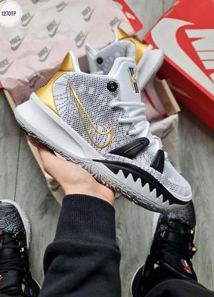 Шикарные стильные кроссовки "nike kyrie 7 gs rings white metallic gold"