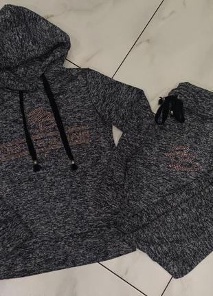 Теплий жіночий спортивний костюм з начосом con balmain xs (34-36)