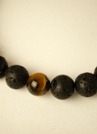 Трендовый стильный мужской браслет из натуральных камней . лава , тигровый глаз3 фото