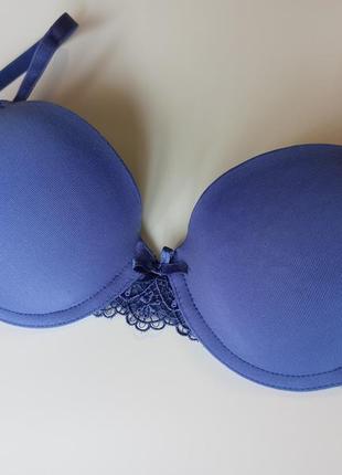 32b/ 70b базовый гладкий контурный бесшовный бюстгальтер василькового цвета matalan