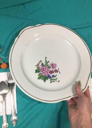 Фарфоровая сервировочная тарелка фигурная цветок барановка н4007 винтажная6 фото