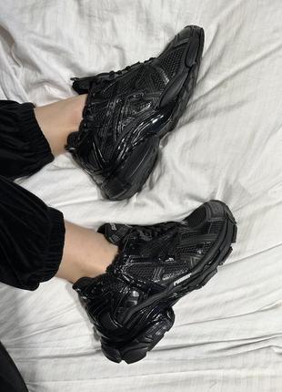 Стильные женские кроссовки в стиле balenciaga trainer black runner sneakers чёрные