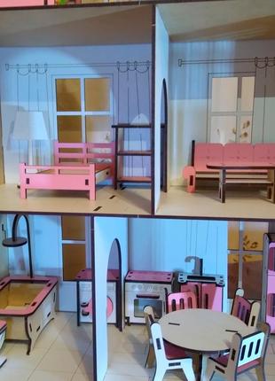 Ляльковий будиночок з хдф для  лол  3 поверхи 5 кімнат для дівчинки8 фото