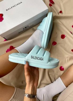 Шлепанцы женские  balenciaga puffy slides 'blue’