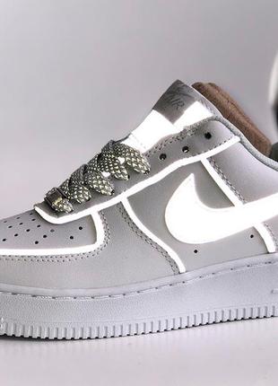 Женские кроссовки  nike air force white reflective low