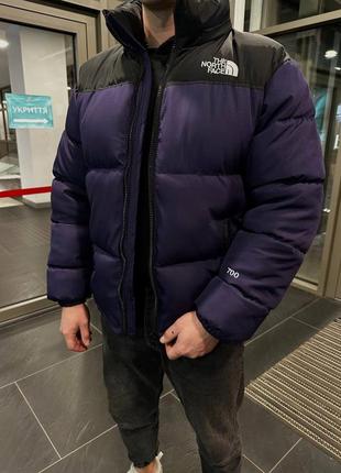 Пуховик фіолетово-чорний the north face