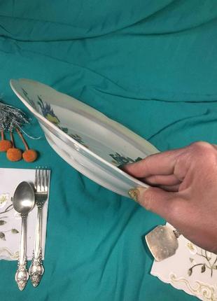 Сервировочная фарфор тарелка перламутр цветок барановка 1960-е н4008 винтажная редкая8 фото