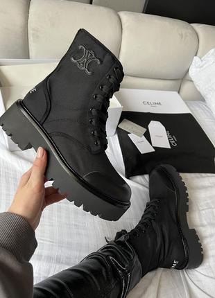 Шикарные женские ботинки celine boots black premium чёрные