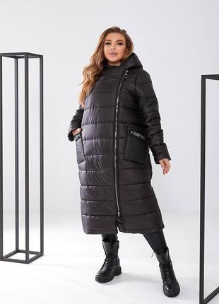 Женское зимняя длинная куртка плащевка на синтепоне 250 размеры батал3 фото