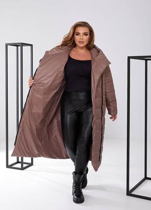 Женское зимняя длинная куртка плащевка на синтепоне 250 размеры батал9 фото