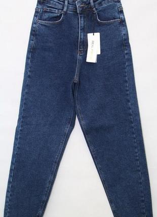 Женские теплые джинсы с высокой посадкой мом на байке1 фото