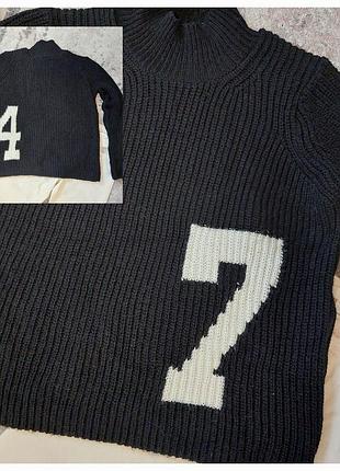 Чёрный свитер-гольф, с высокой горловиной zara knit (размер 38-40)