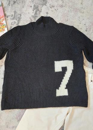 Чёрный свитер-гольф, с высокой горловиной zara knit (размер 38-40)2 фото
