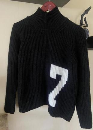 Чёрный свитер-гольф, с высокой горловиной zara knit (размер 38-40)6 фото