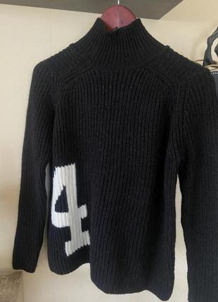 Чёрный свитер-гольф, с высокой горловиной zara knit (размер 38-40)7 фото
