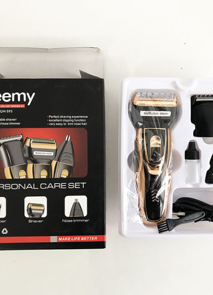 Електробритва сіткова і тріммер для бороди gemei / geemy gm-595 з акумулятором. колір: золотий9 фото