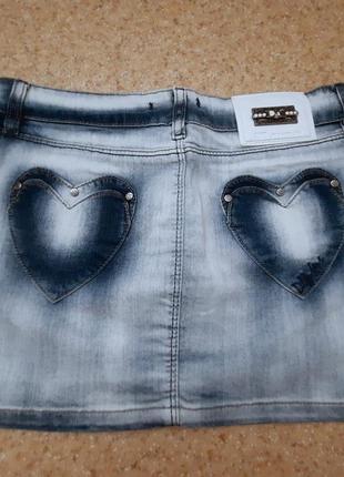 Юбка джинсовая с карманами- сердечки турция delfin1 фото